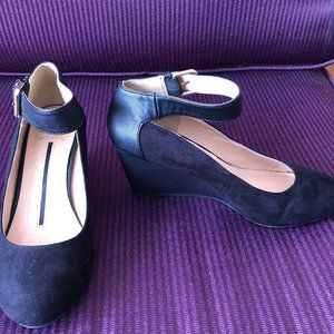 Black Suede & leather wedge